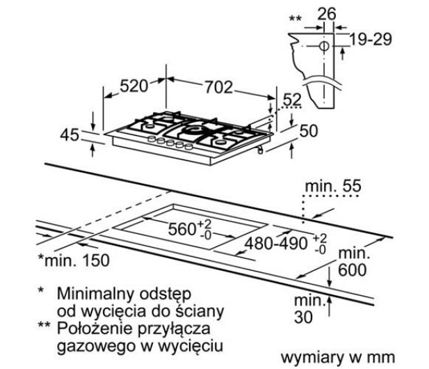 Bosch PCQ715M90E inox gazowa 70cm - 165885 - zdjęcie 3